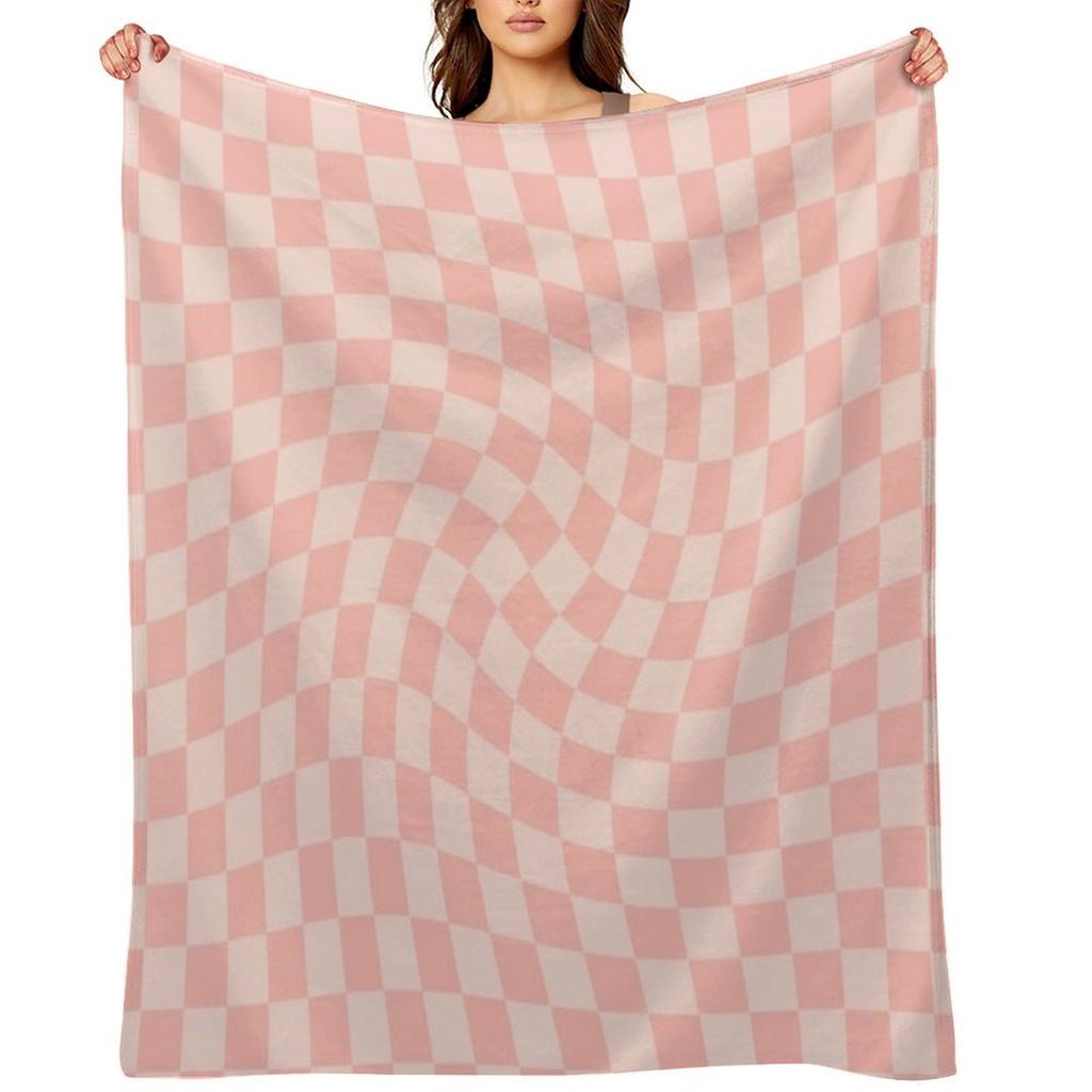 Check VII - Pink Twist Eco-conscious Throw Blanket