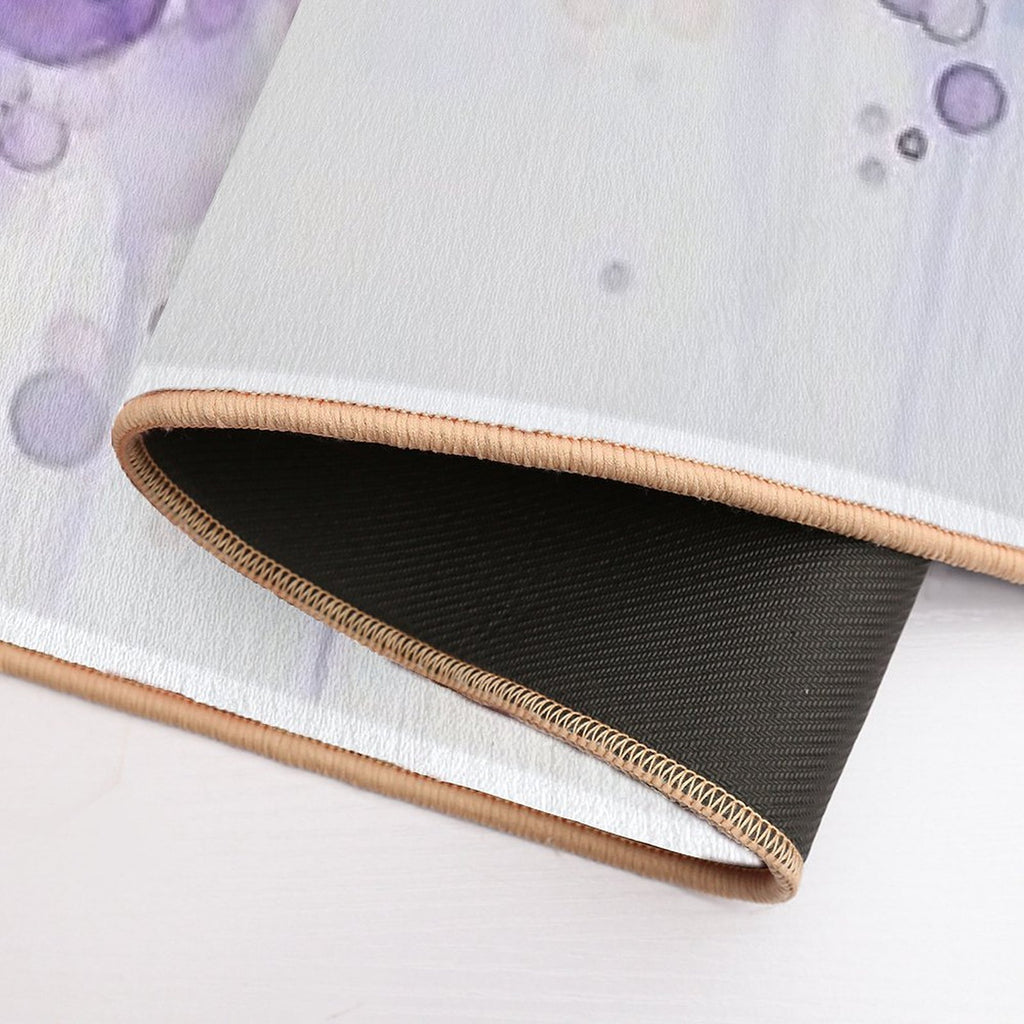 Dripping Purple Bubbles Watercolor Art  Anti-Trip Bath Mat