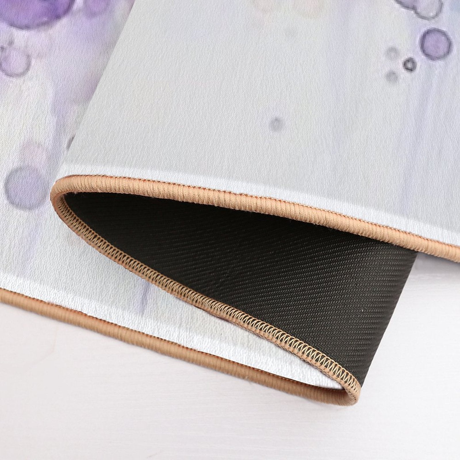 Dripping Purple Bubbles Watercolor Art  Anti-Trip Bath Mat