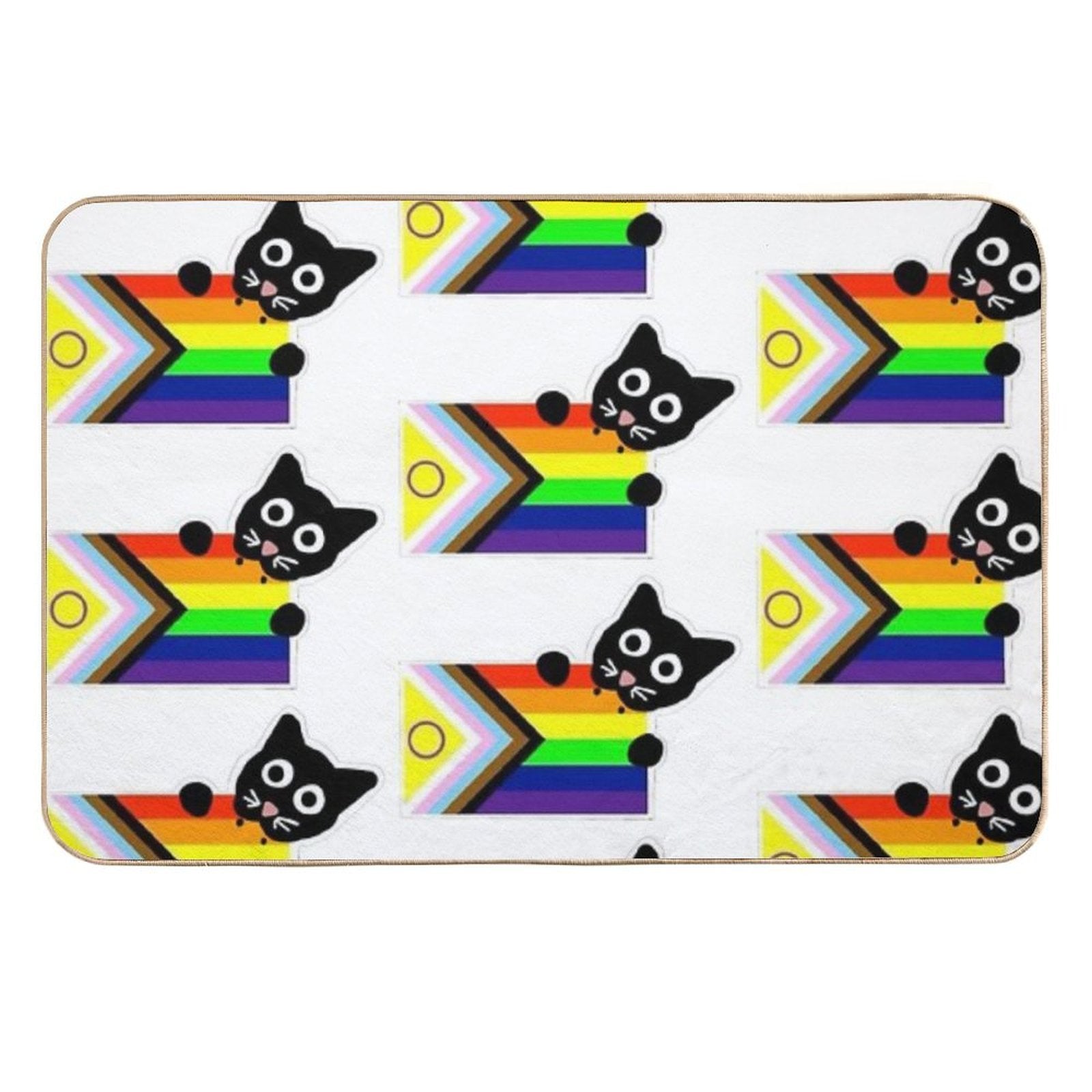 Biting Kitty Progress Pride Flag  Odorless Bath Mat