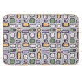 Colorful Retro Mid Century Aesthetic Squares Geometric Pattern Grayish Blue  Anti-Trip Bath Mat