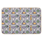 Colorful Retro Mid Century Aesthetic Squares Geometric Pattern Grayish Blue  Anti-Trip Bath Mat