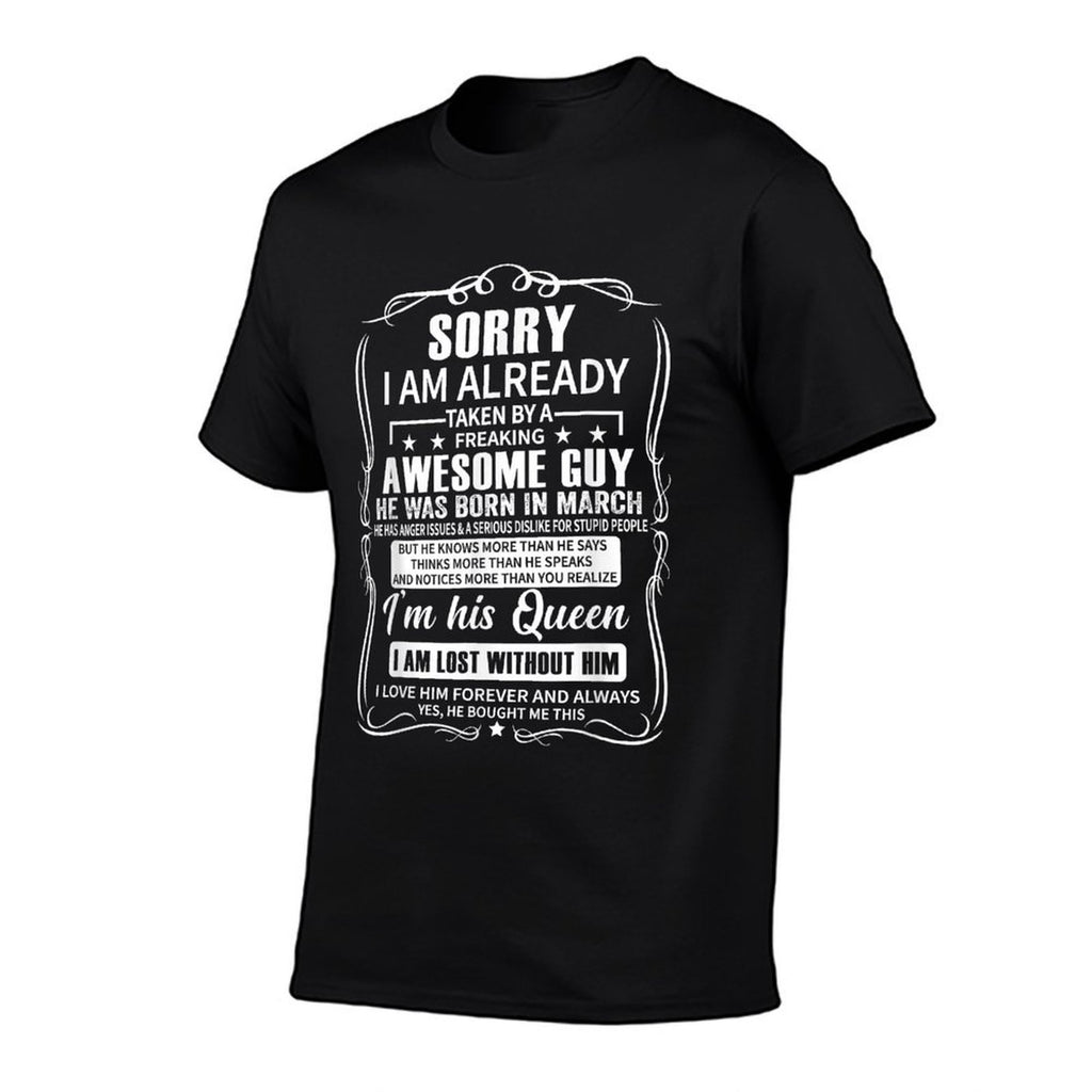 I Am Already Taken By A Freaking Awesome Guy Born in March  Oversized Silhouette T-Shirt