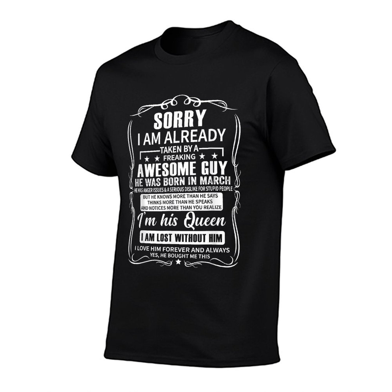 I Am Already Taken By A Freaking Awesome Guy Born in March  Oversized Silhouette T-Shirt