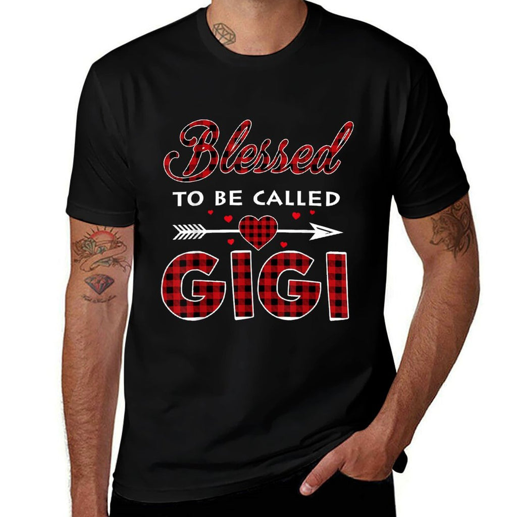 Blessed To Be Called Gigi-Buffalo Plaid Grandma Christmas  Oversized Silhouette T-Shirt
