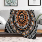 Orange Silver Gold Circular Design Background, in The Style of Kaleidoscopic Designs, Light Violet Machine-washable Throw Blanket