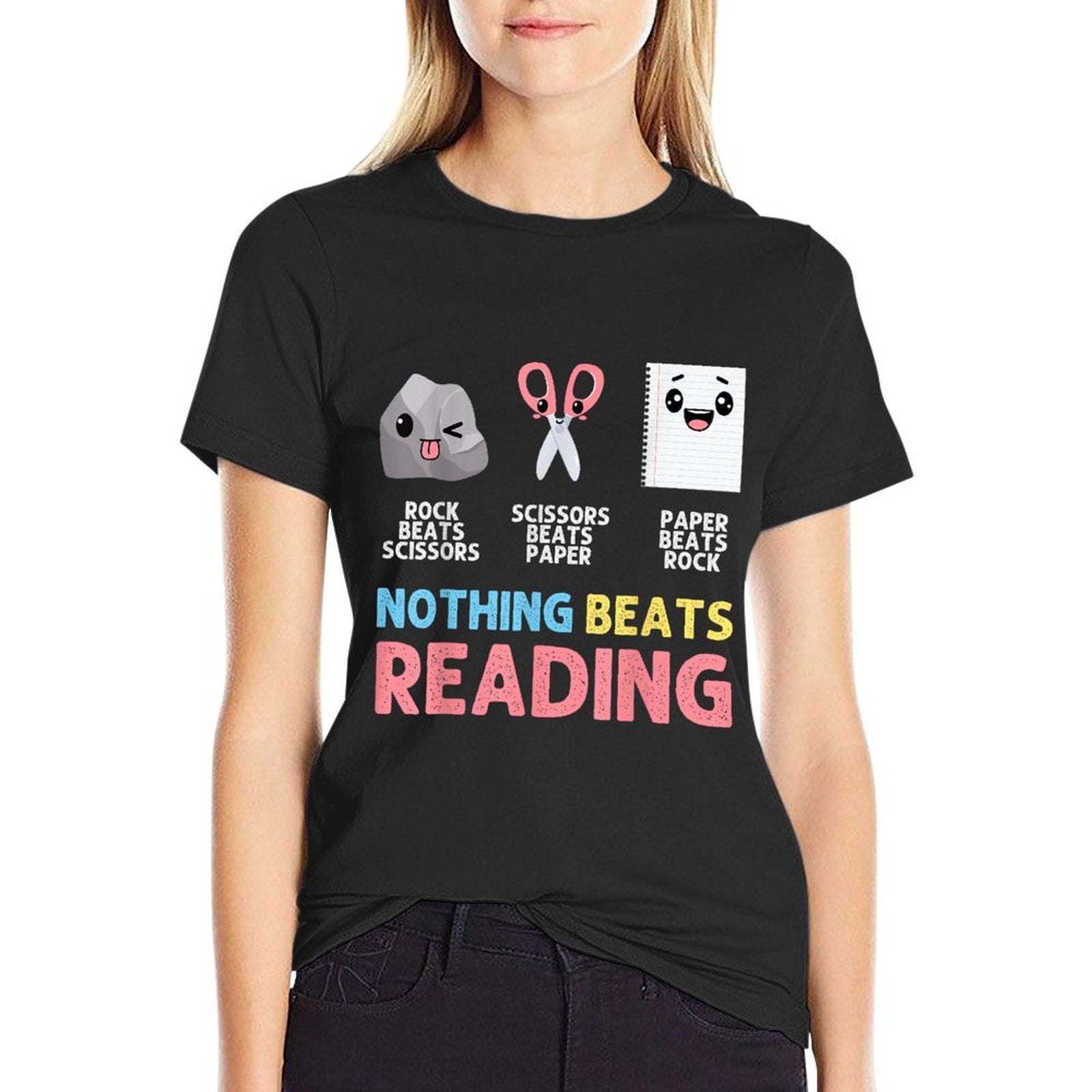 Nothing Beats Reading Funny Rock Paper Scissors  Easy-care T-Shirt