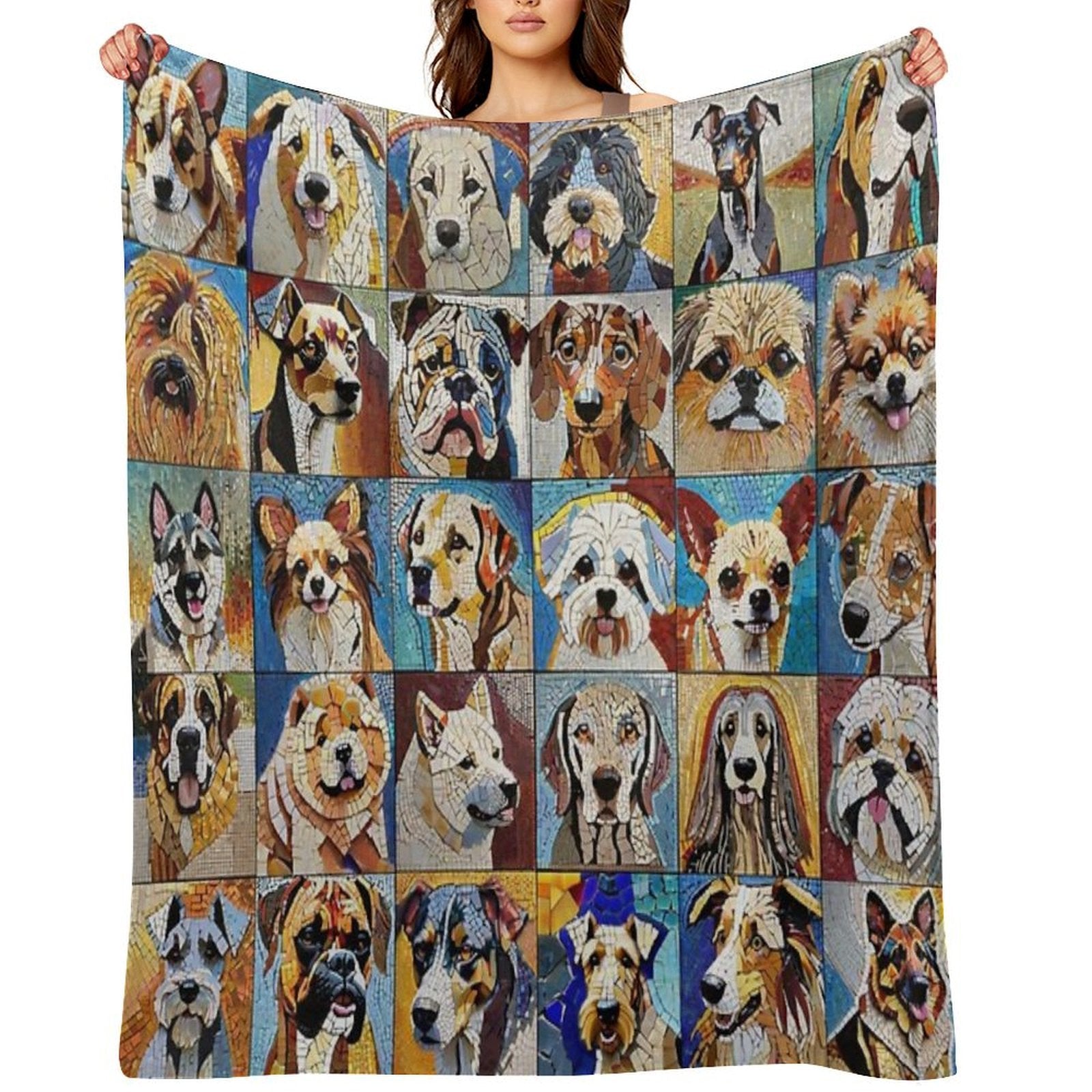 Mosaic Dogs Eco-conscious Throw Blanket