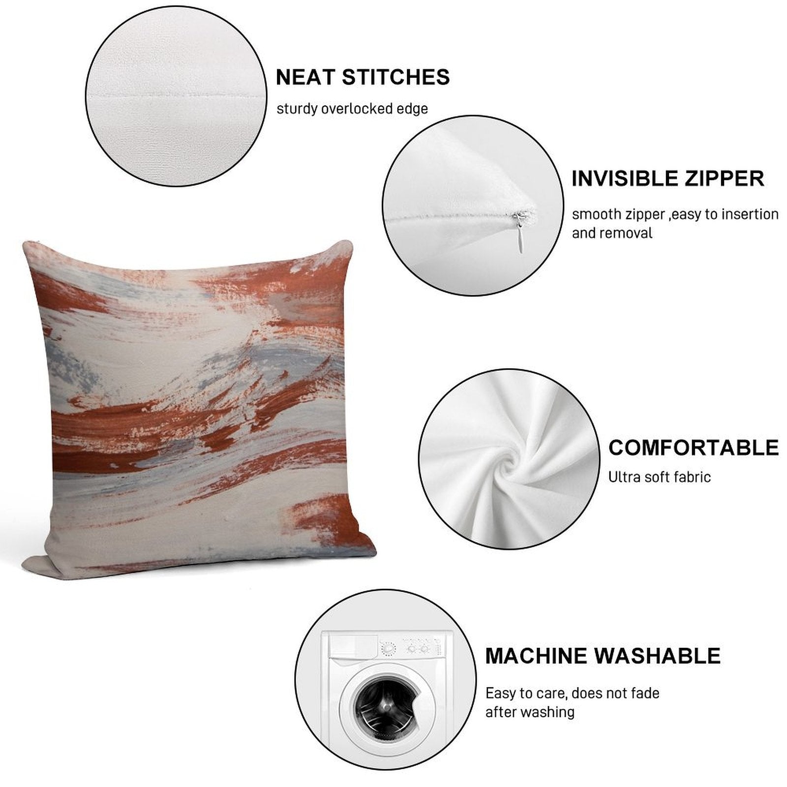 Rust, Slate And Earth Soft Skin-Friendly Throw Pillow
