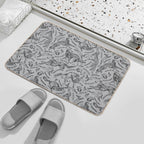 Hounds And Hares - White Dogs on Silver Field  Odorless Bath Mat