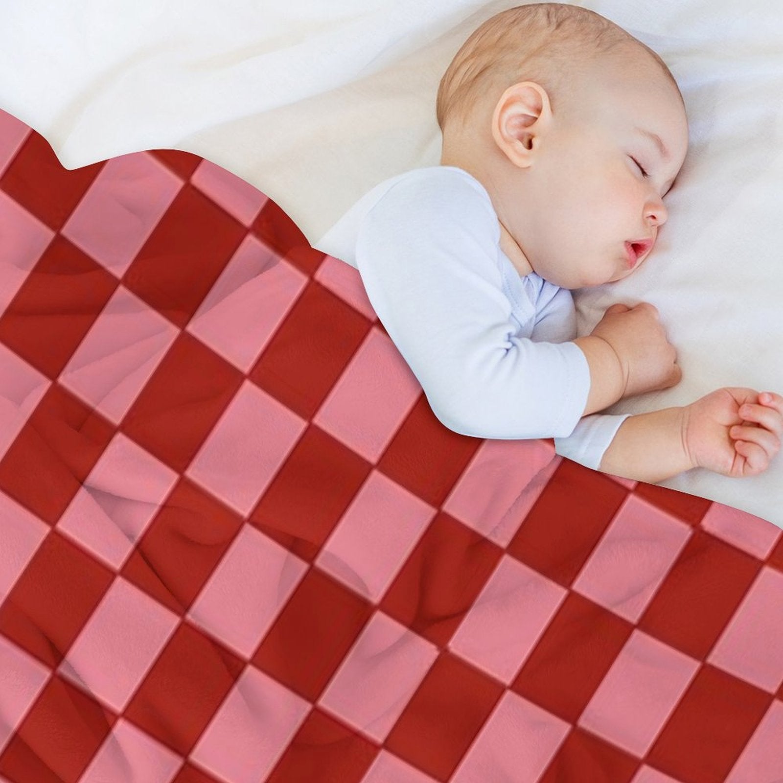 Pink And Red Checkered Anti-pilling Throw Blanket