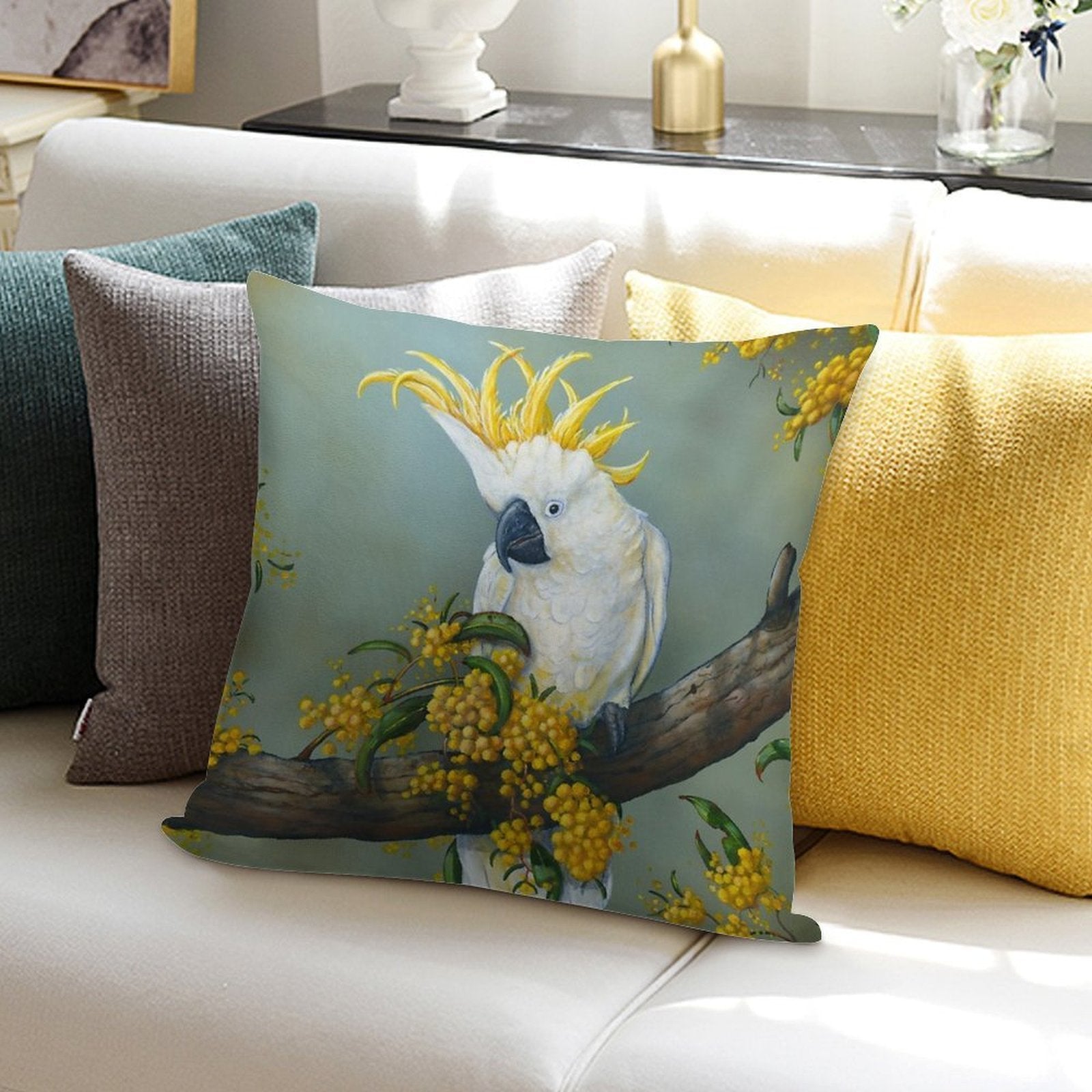 White Cockatoo Soft Ultra-Soft Texture Throw Pillow