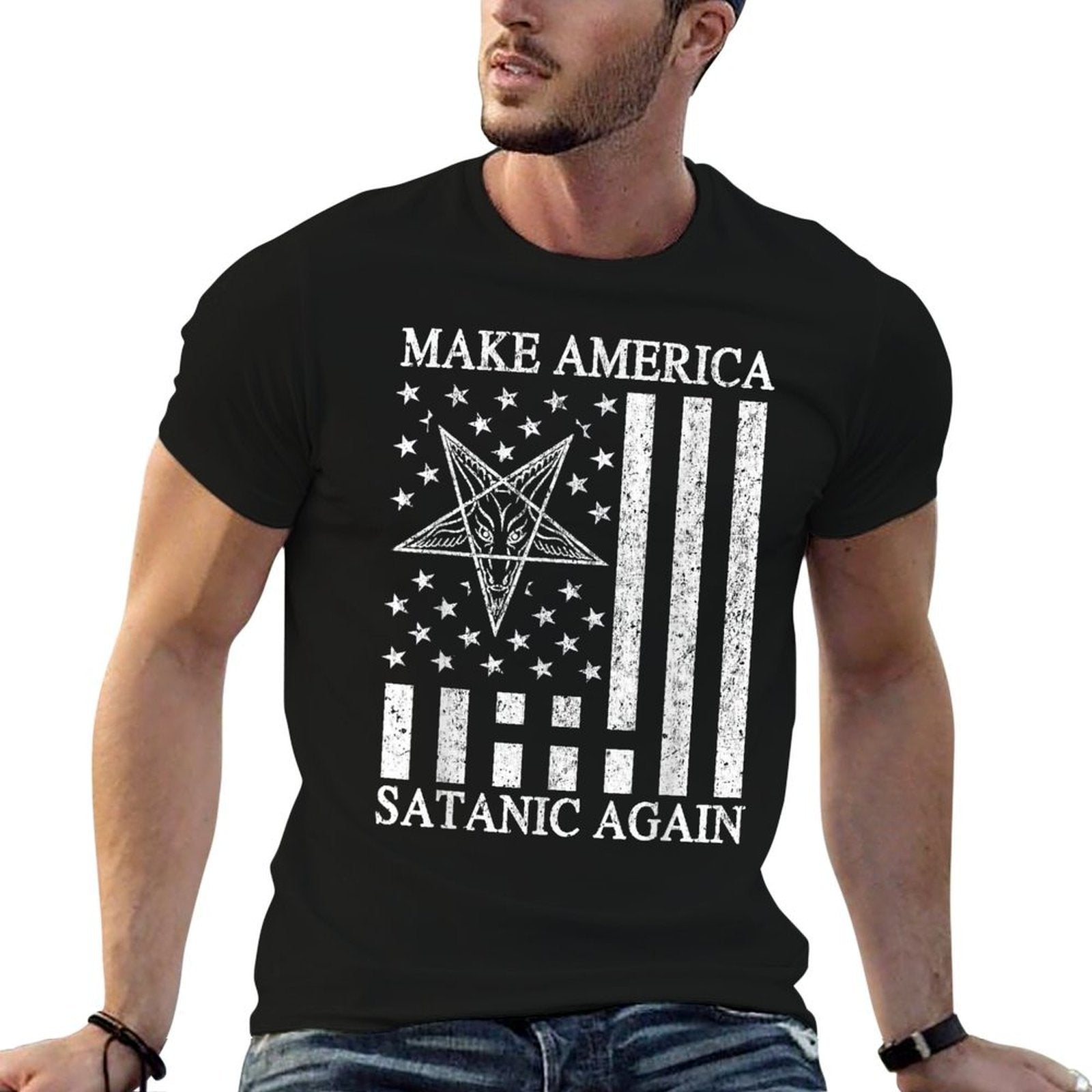 Make America Satanic Great Again Funny Gift  Summer-ready Fabric T-Shirt