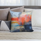 Blue Red Abstract Soft Home Decor Throw Pillow