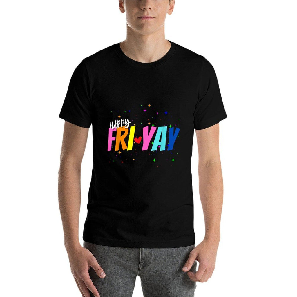 Happy Fri-Yay Friday Lovers Funny Teacher FriYay Men Women Girls Kids  Heathered Texture T-Shirt