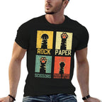 Retro Rock Paper Scissors Hand Game Cute Paw Humor Cat Meme for Men Women  Breathable T-Shirt