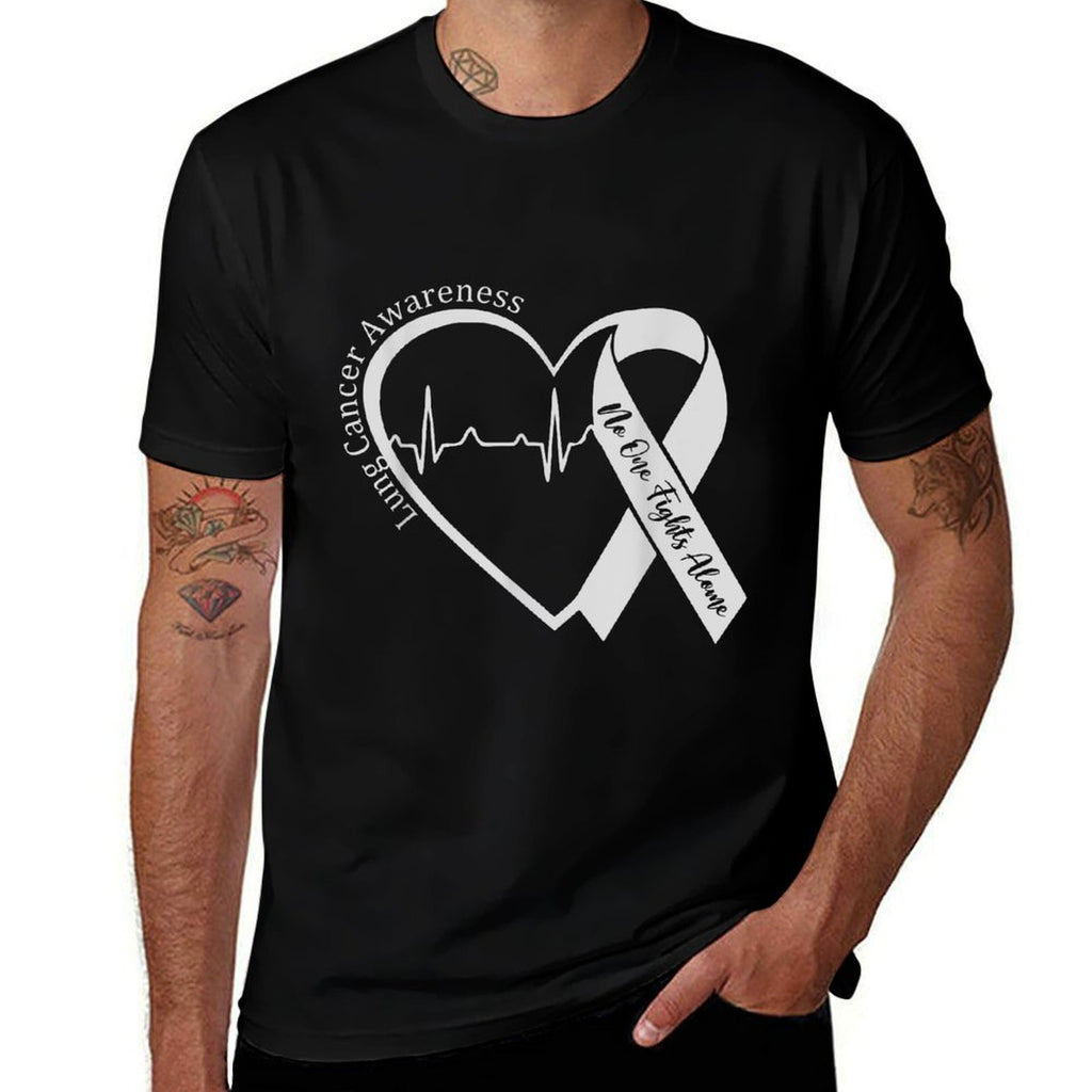 Lung Cancer Awareness Heart White Ribbon Support  Quick-drying T-Shirt