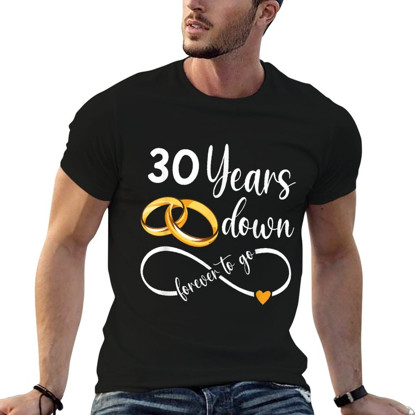 30 Years Down Forever To Go Couple 30th Wedding Anniversary  Polyester Blend T-Shirt
