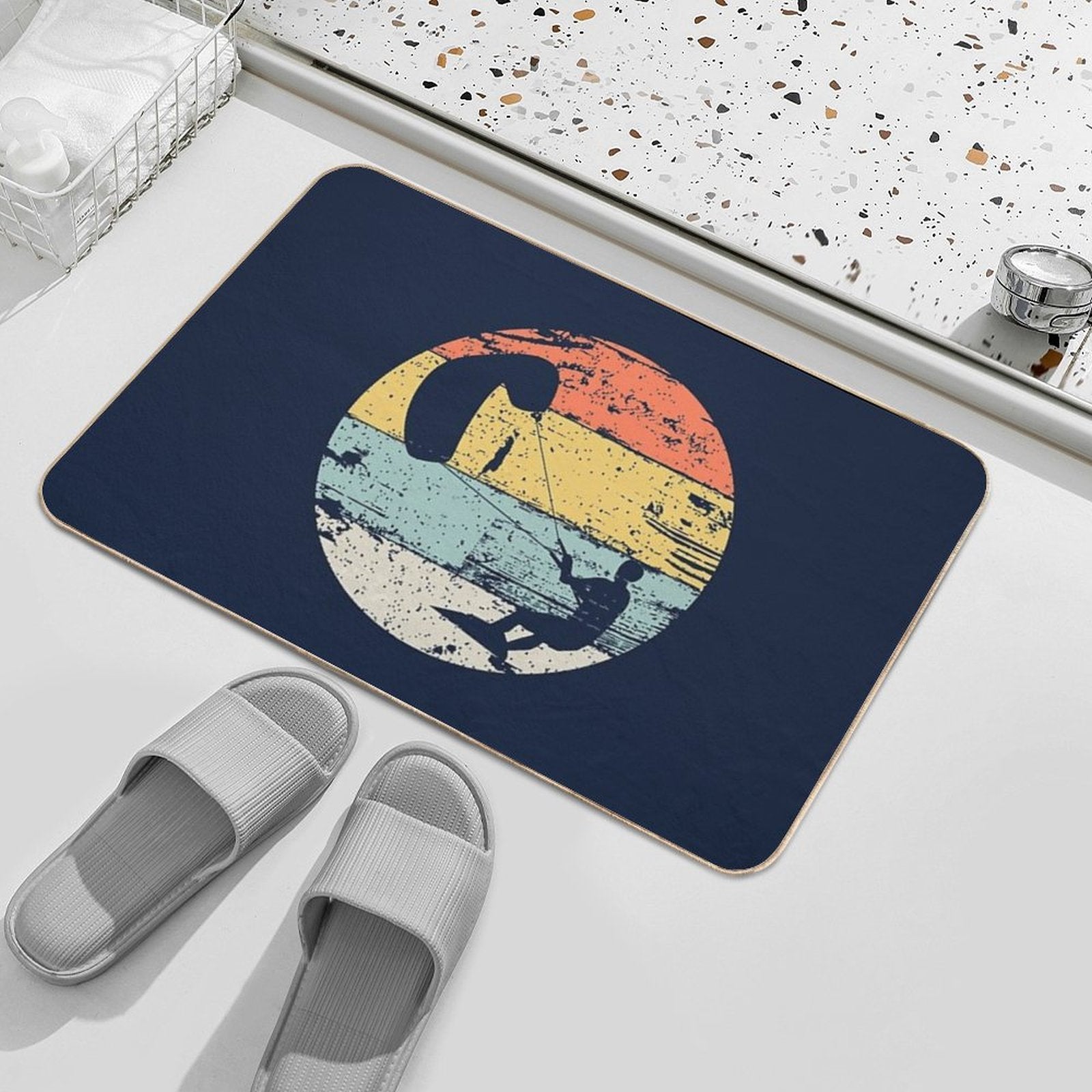 Kite Boarding Kiteboarder Retro Vintage Look Gift  Long-Lasting Bath Mat