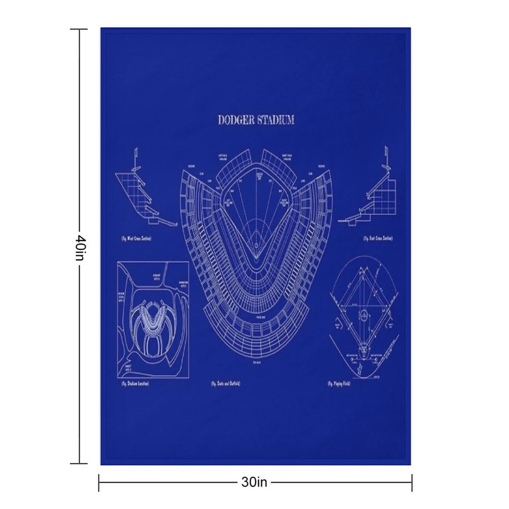 Dodger Stadium (White Stencil-No Background) Travel-friendly Throw Blanket