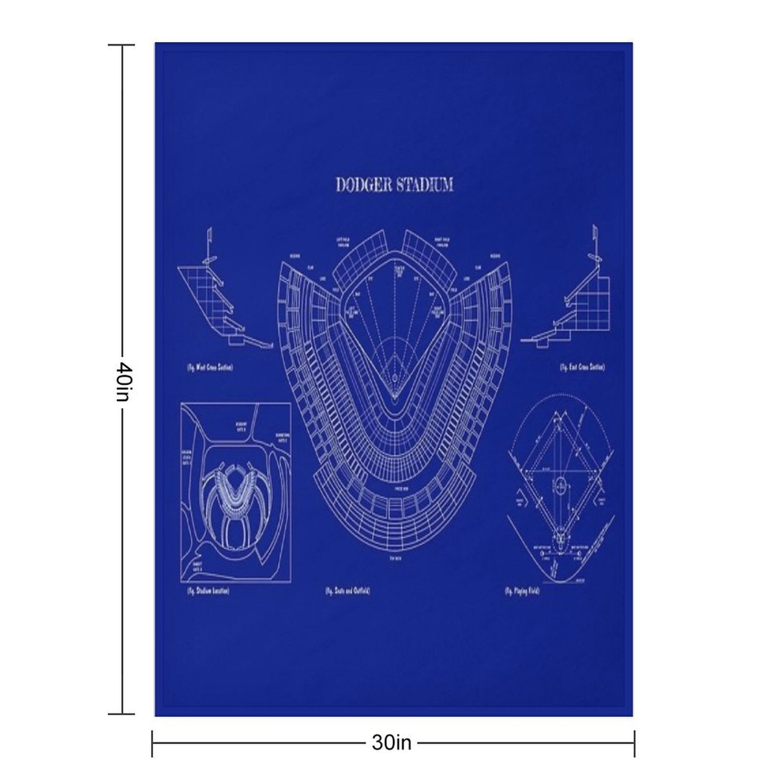 Dodger Stadium (White Stencil-No Background) Travel-friendly Throw Blanket
