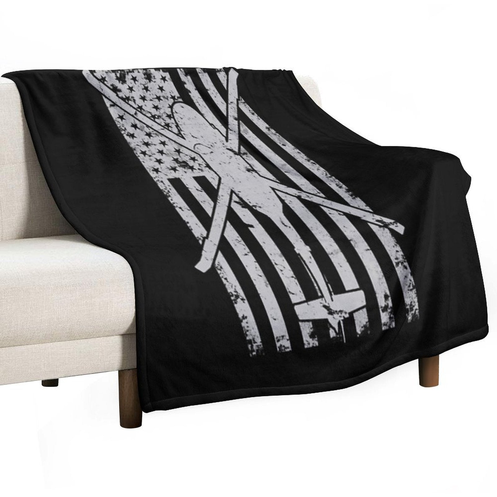 UH-60 Black Hawk Helicopter Vintage Flag Versatility Throw Blanket