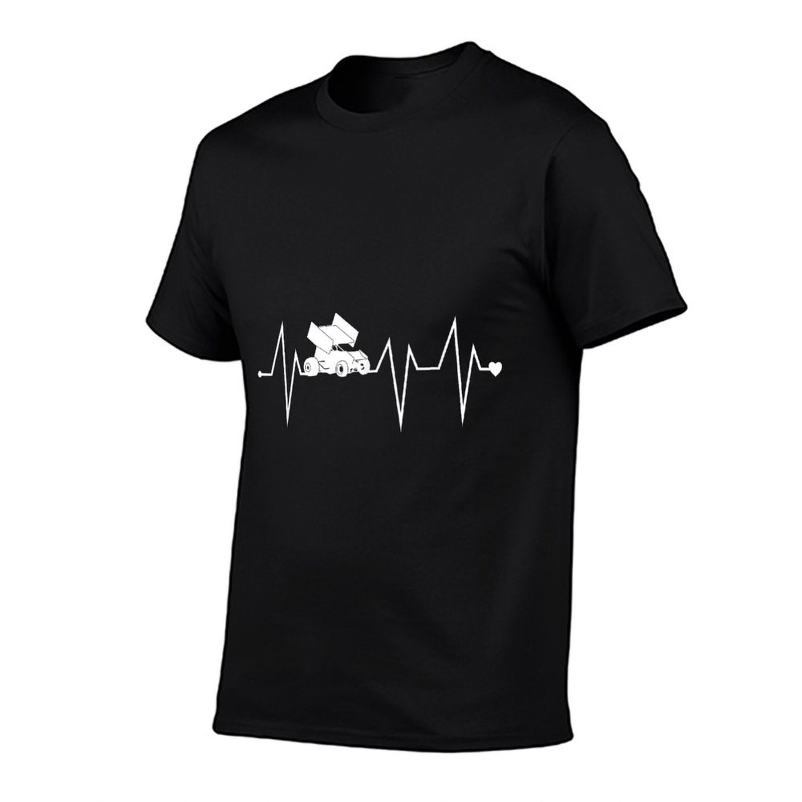 Funny Sprint Car Racing Racer Heartbeat Heart Pulse Rate EKG  Graphic-printed T-Shirt