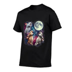 Three Rabbits Howling at Moon Funny Bunny Weird Cursed Meme  Summer-ready Fabric T-Shirt