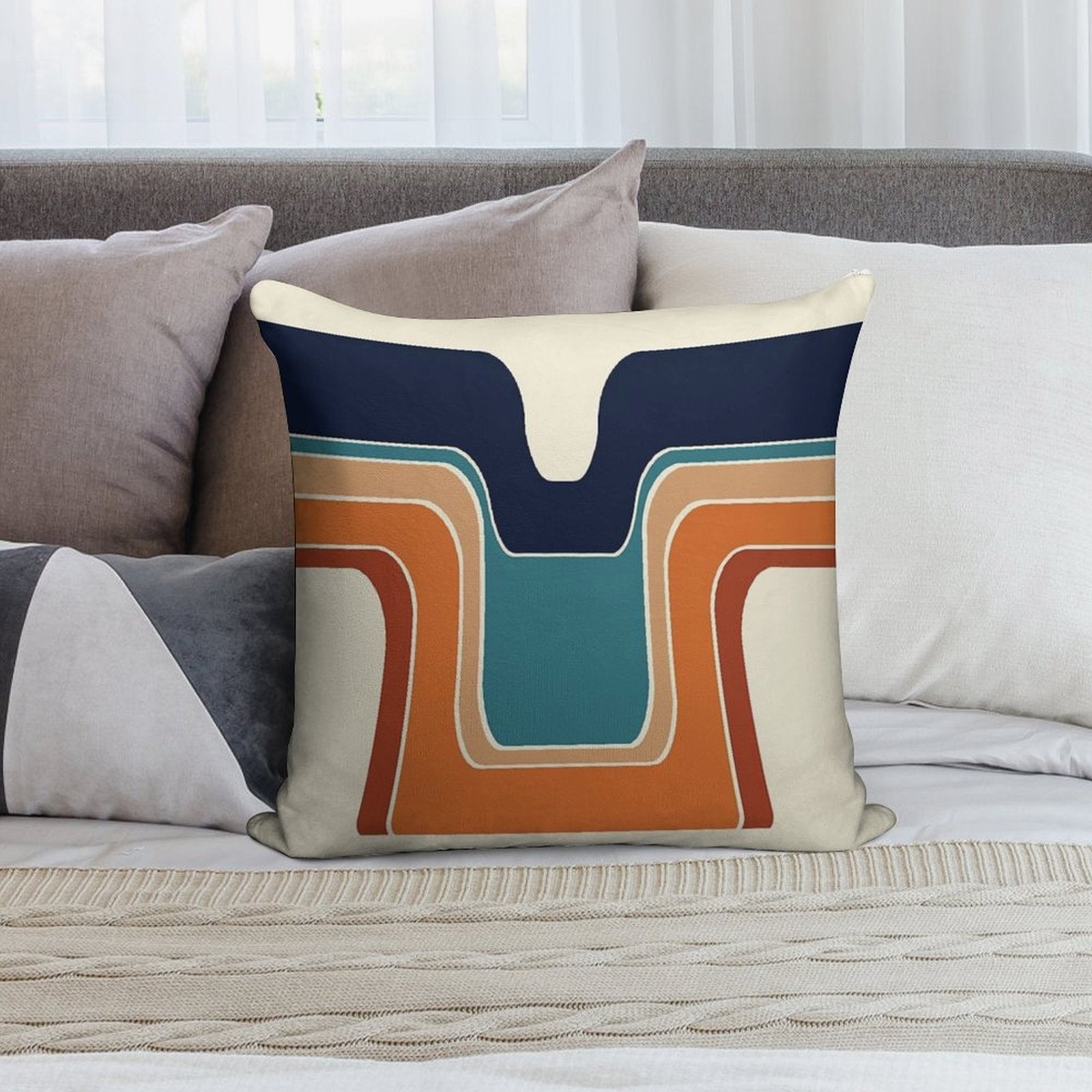 Mod Wave Space Soft Home Decor Throw Pillow