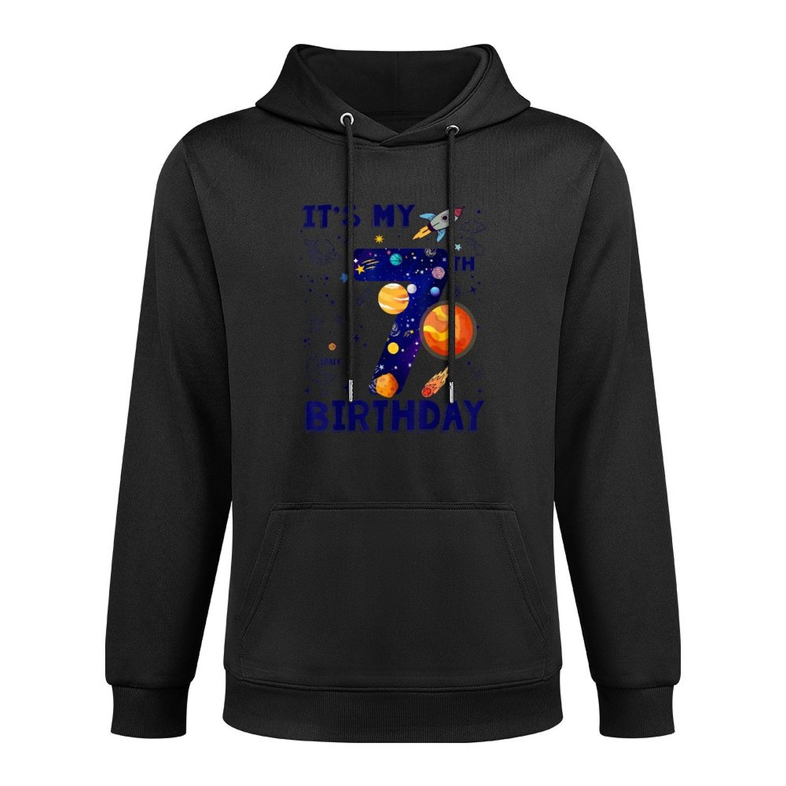 It's My 7th Birthday Boy Outer Space B-day Party Theme Unisex Design Hoodie