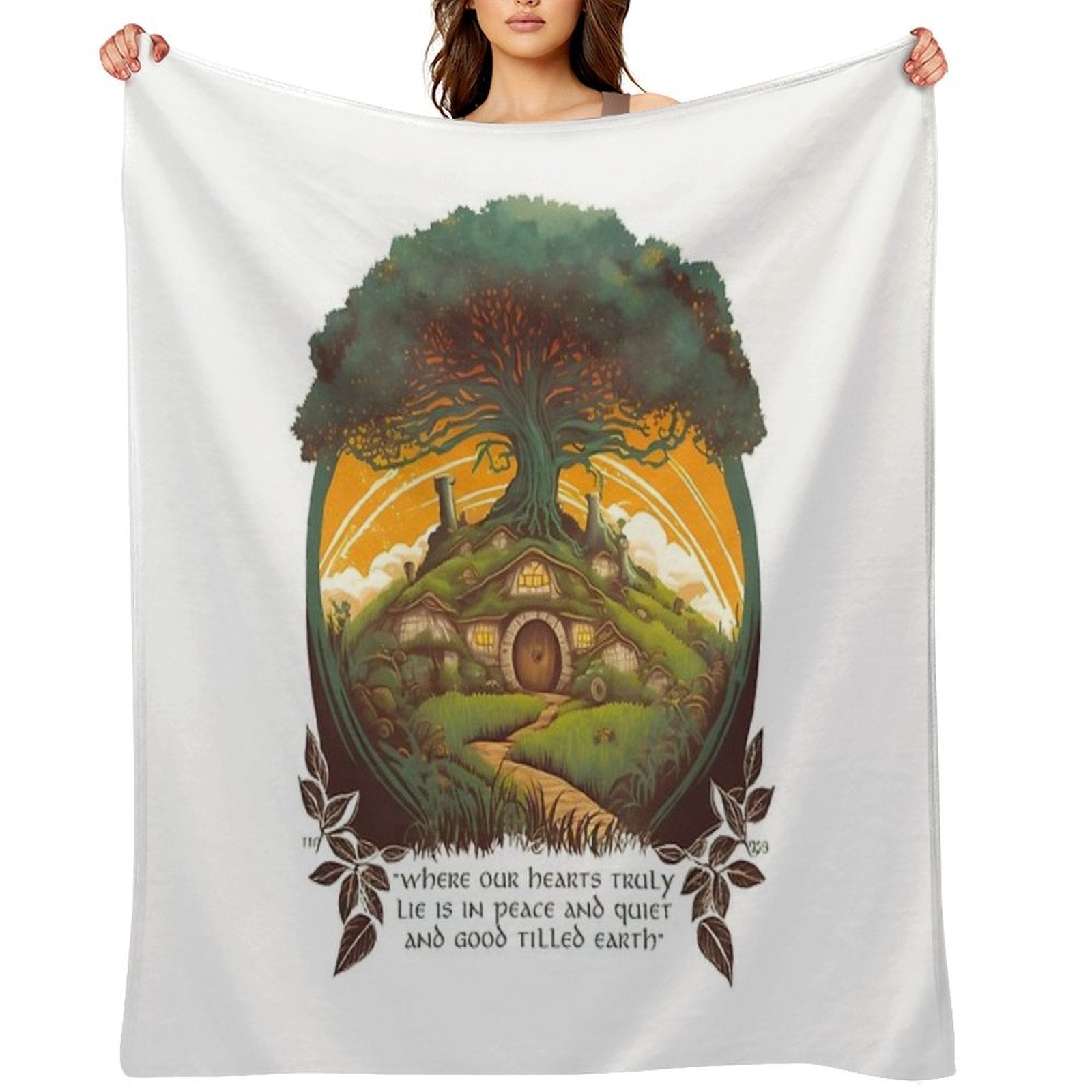 Round Doors Under A Tree - Fantasy Shrink-resistant Throw Blanket