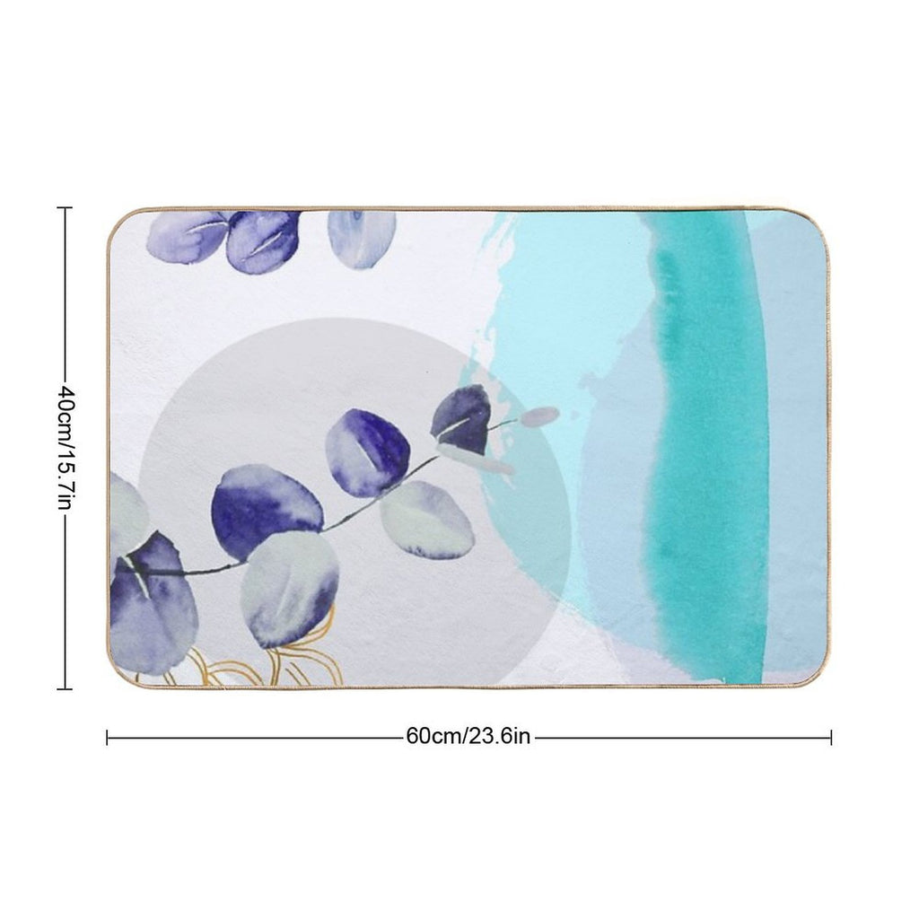 Botanical Boho Cyan Purple  Multi-Purpose Bath Mat