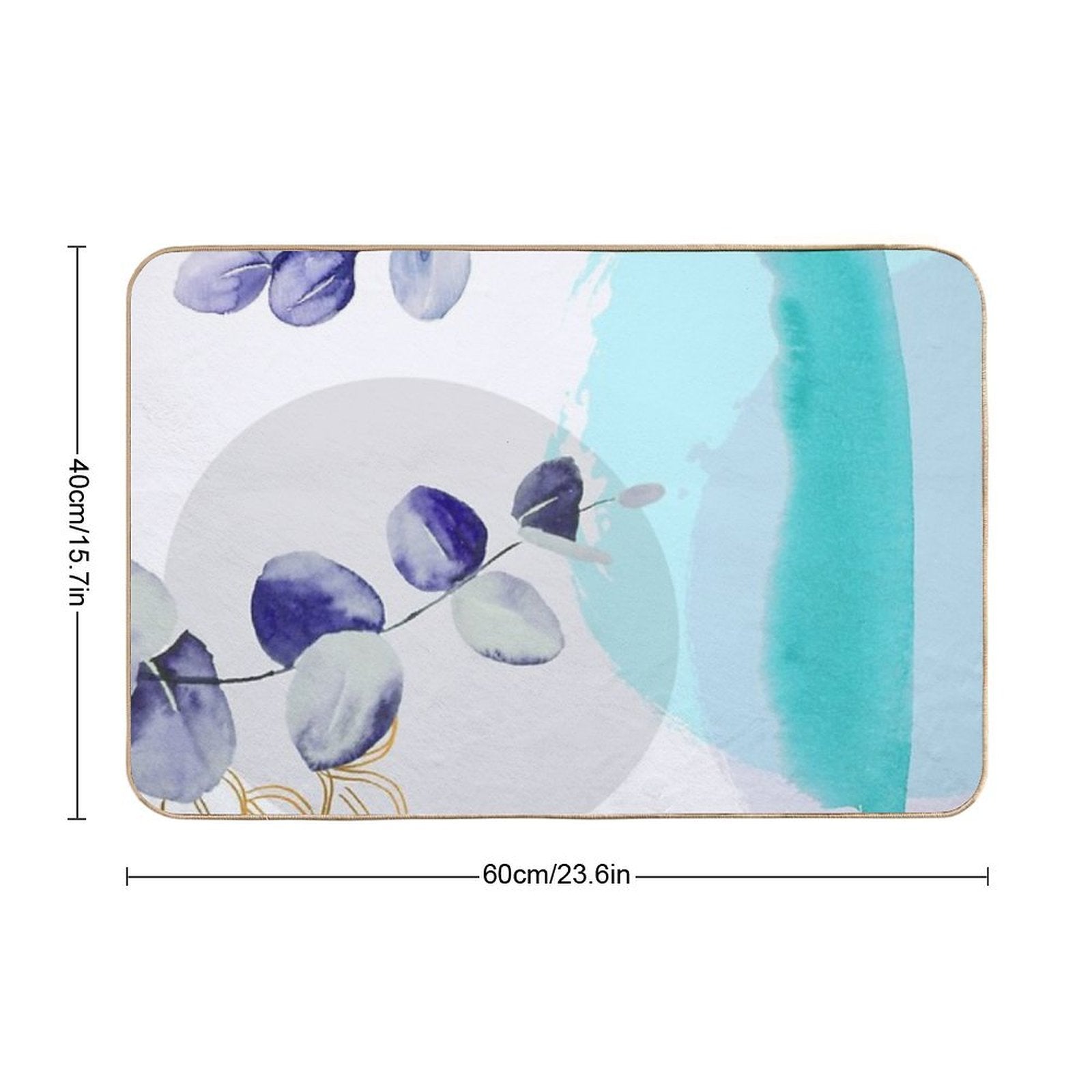 Botanical Boho Cyan Purple  Multi-Purpose Bath Mat