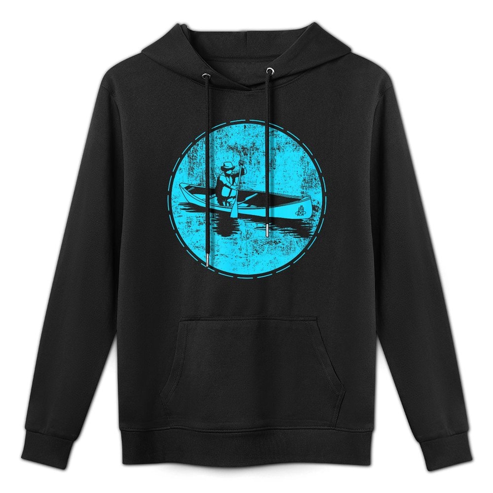 Vintage Canoeing Graphic Minimalistic Canoe Kangaroo Pocket Hoodie