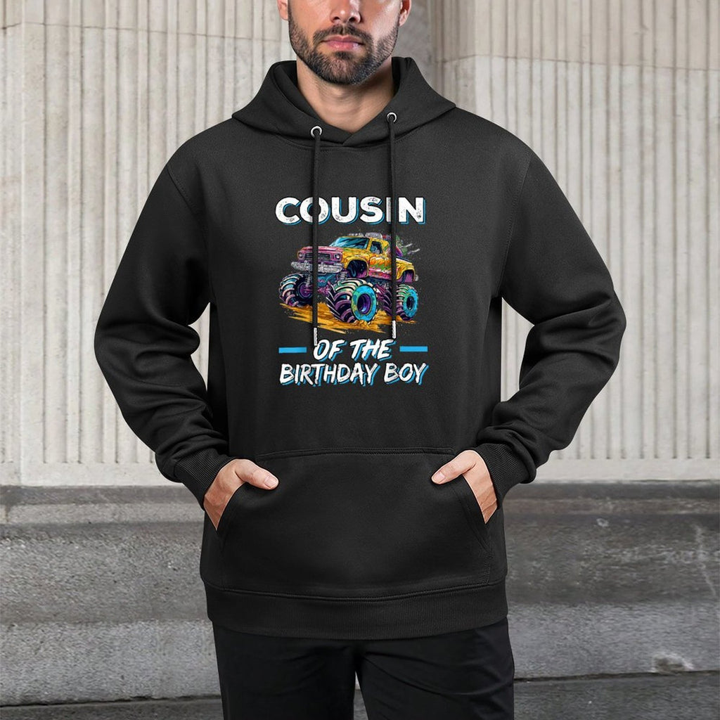 Cousin of The Birthday Boy Monster Truck Birthday First Bday Moisture-Wicking Hoodie