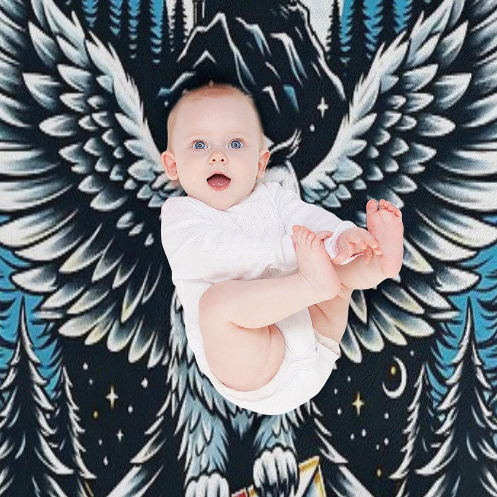 An Owl Messenger in A Mystical Night - Fantasy Gift-ready Throw Blanket