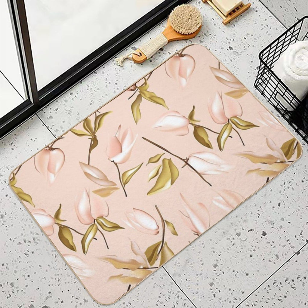 Floral Bloom Peach  Easy Maintenance Bath Mat