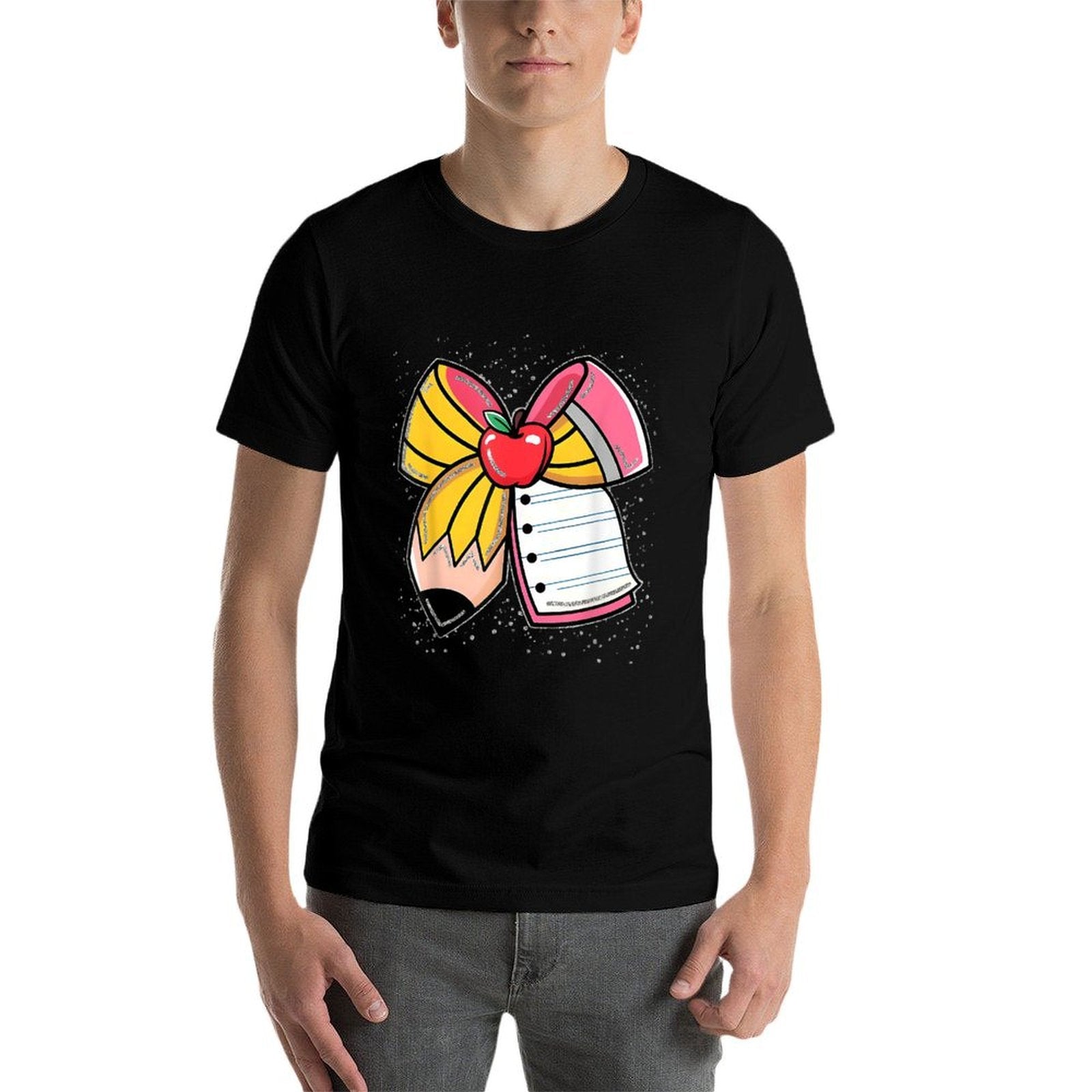 Student Teacher Coquette Bow Pencil Back To School First Day  Rolled Sleeves T-Shirt