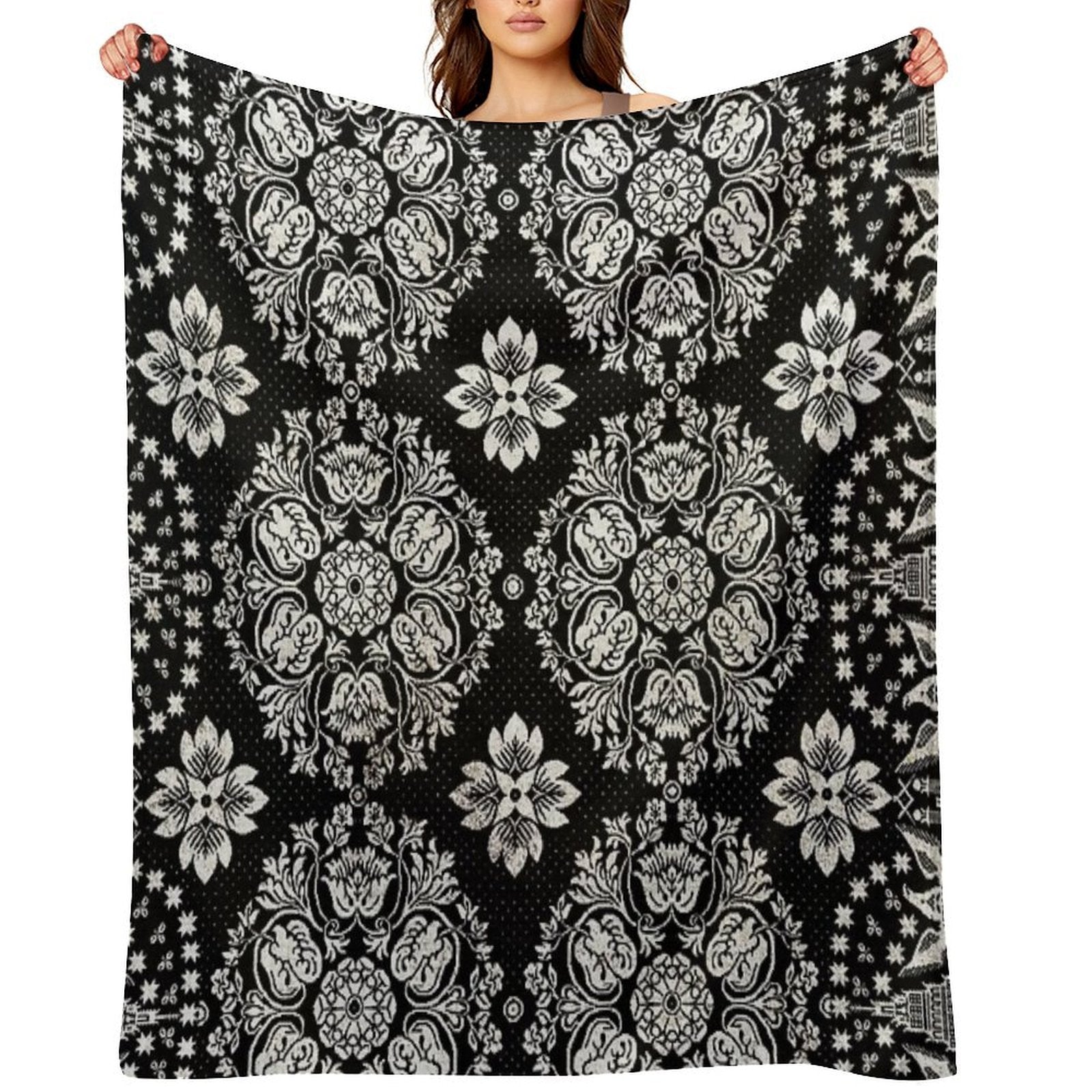 Vintage Bandana Coverlet Textile Print  Cali Boho  Bossy Cat Home Multi-functional Throw Blanket