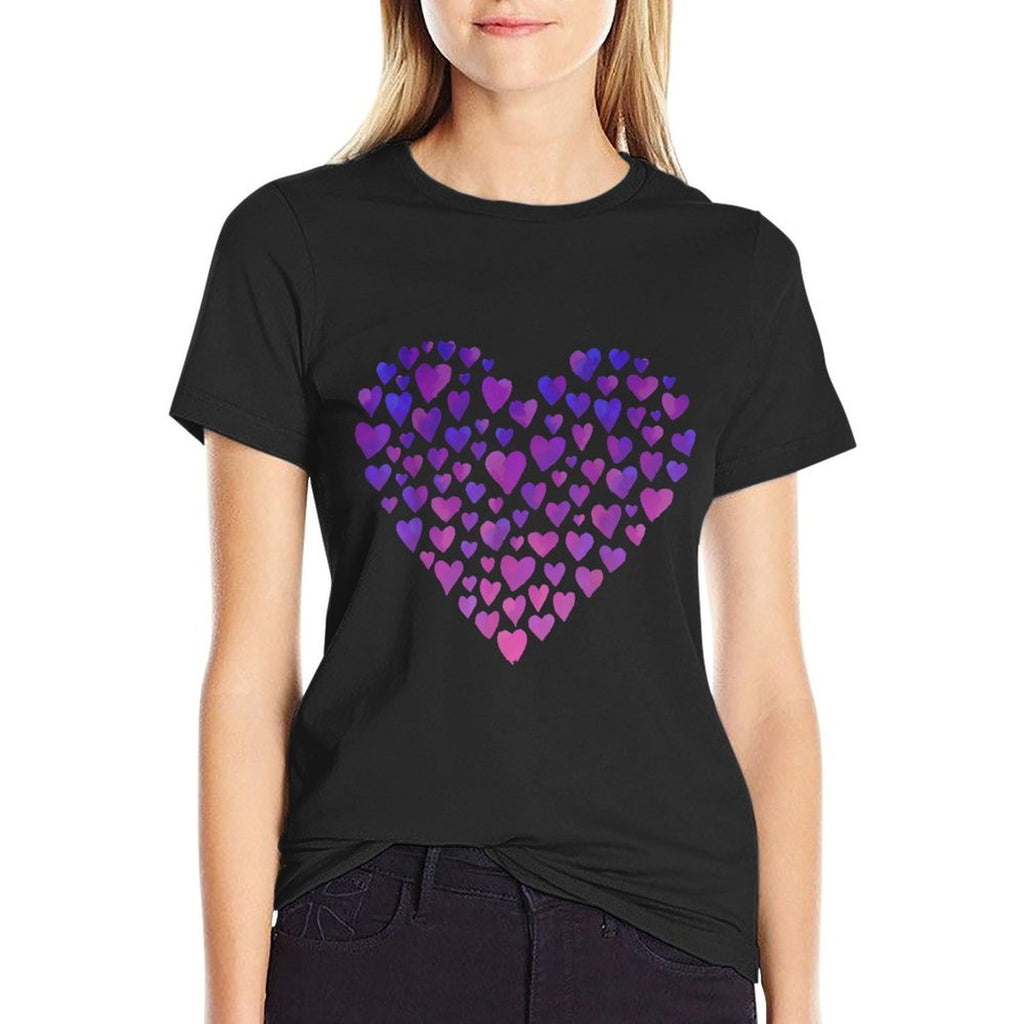 Purple And Pink Ombre Hearts Comfortable T-Shirt