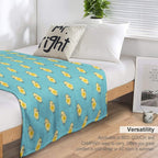 Busy Chicks Pattern - Yellow on Aqua Blue Lightweight Throw Blanket