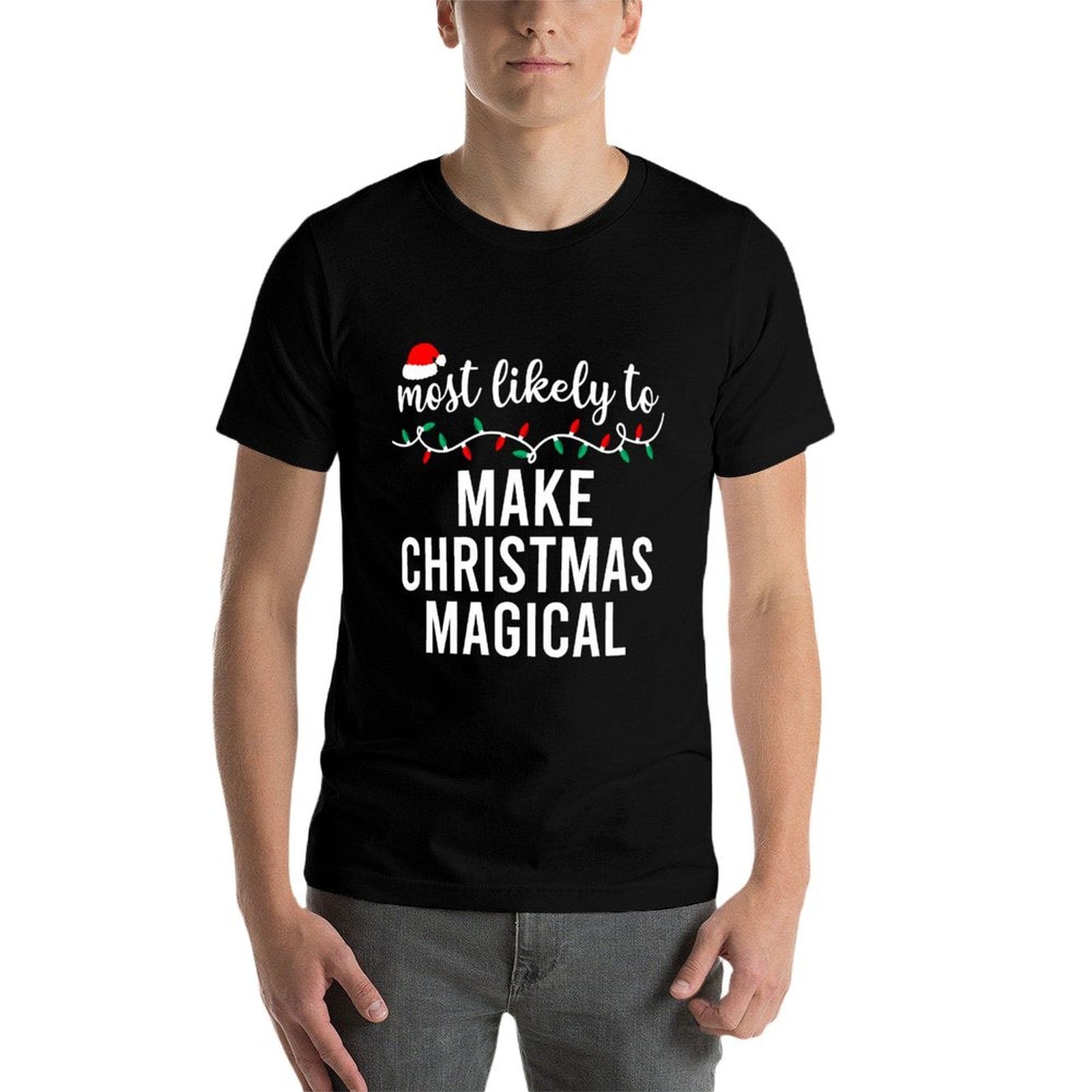 Most Likely to Christmas Matching Family Pajamas Funny  Oversized Silhouette T-Shirt