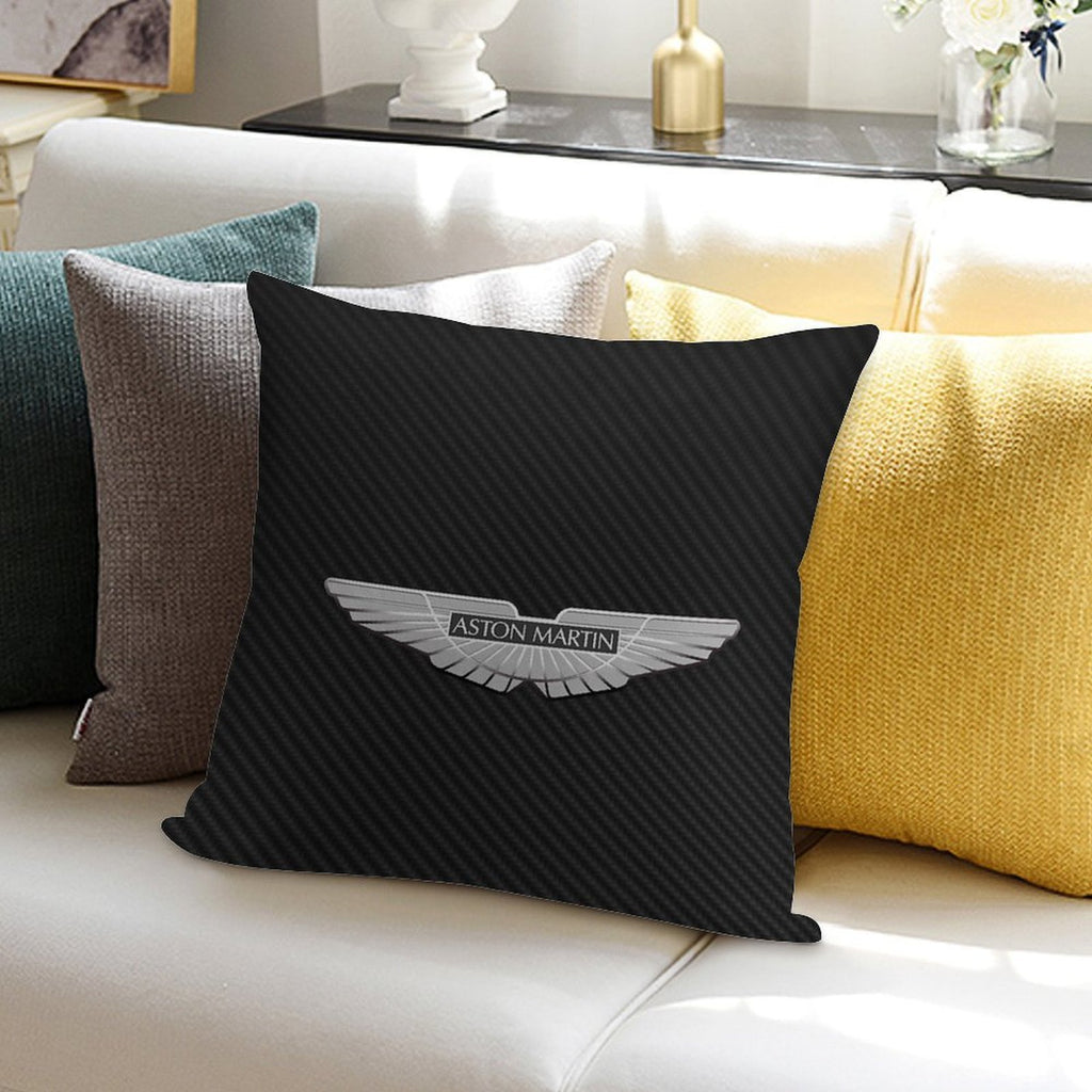 Aston Martin Logo on Carbon Background Soft Fade-Resistant Throw Pillow