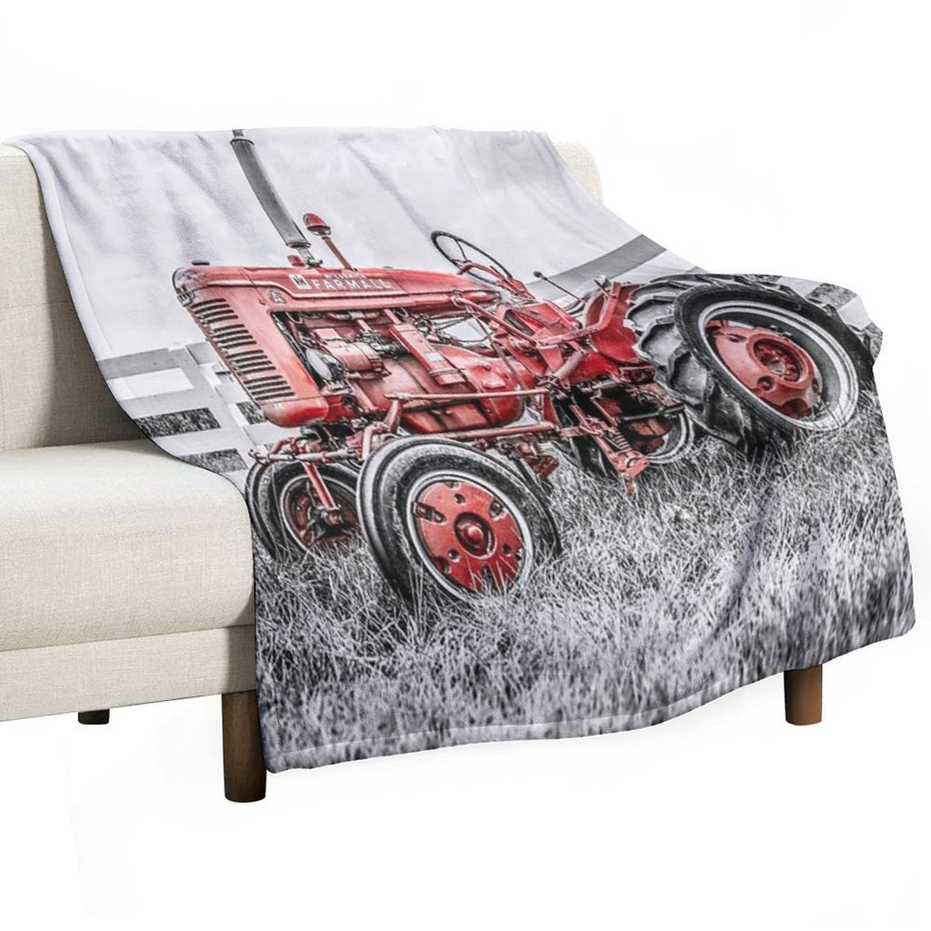 A Tractor Color Isolation Multi-functional Throw Blanket