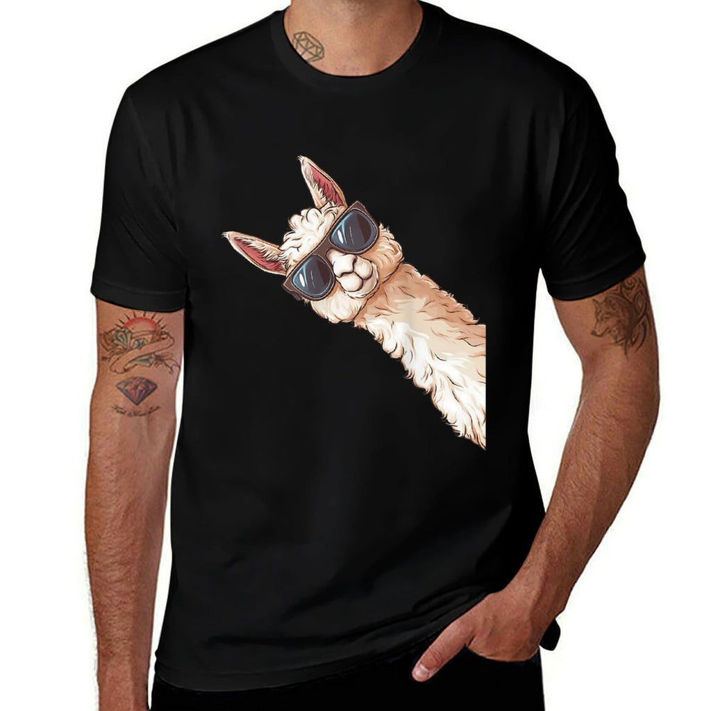 Llama Alpaca Lama Sunglasses  Easy-care T-Shirt