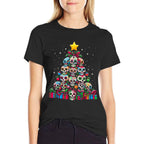 Skull Christmas Tree Funny Mexican Flower Sugar Skull Xmas  Slim-fit Cut T-Shirt