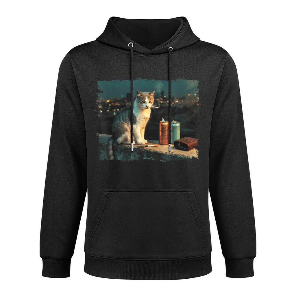 Cigarette Kitten Funny Smoking Cat Meme Stupid Brainrot Easy Care Hoodie