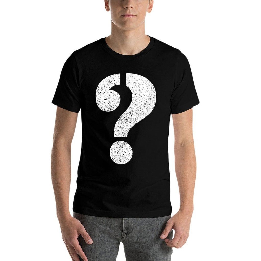 Question Mark Stenciled - Punctuation Funny  Heathered Texture T-Shirt