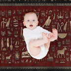 Ancient Egyptian Hieroglyphs - Black And Red Leather And Gold Easy Care Throw Blanket