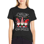 Womens Chillin With My Gnomies Funny Hilarious Gnome Christmas  High-quality Stitching T-Shirt